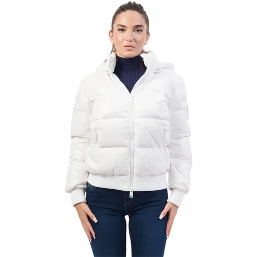 Kurze Kapuzensteppjacke weiß , Damen, Größe: S - Armani Exchange - Modalova