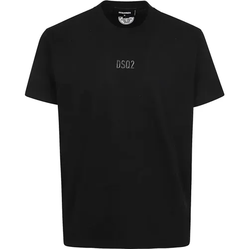 Schwarzes Baumwoll-Jersey T-Shirt Klassischer Stil , Herren, Größe: 3XL - Dsquared2 - Modalova