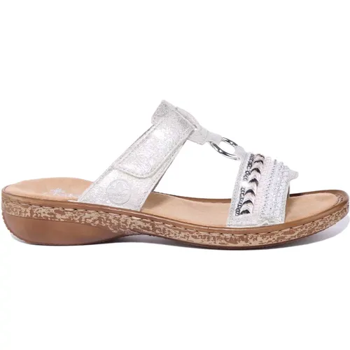 Silver Sandals with Front Strap , female, Sizes: 7 UK - Rieker - Modalova