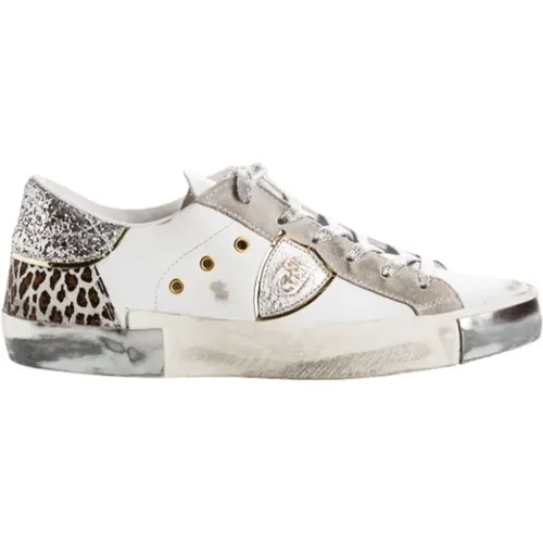 Animal Print Kristall Leder Sneakers , Damen, Größe: 40 EU - Philippe Model - Modalova