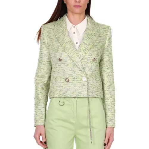 Kurzer Tweed-Blazer, Grün , Damen, Größe: M - Liu Jo - Modalova