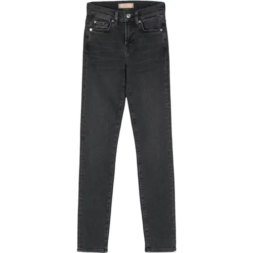 Schwarze Denim Jeans Hohe Taille Slim Fit , Damen, Größe: W31 - 7 For All Mankind - Modalova