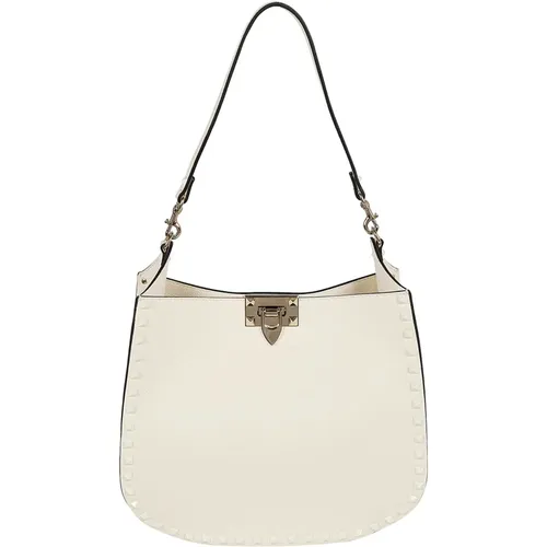 Rockstud Garnet Calfskin Hobo Bag , female, Sizes: ONE SIZE - Valentino Garavani - Modalova