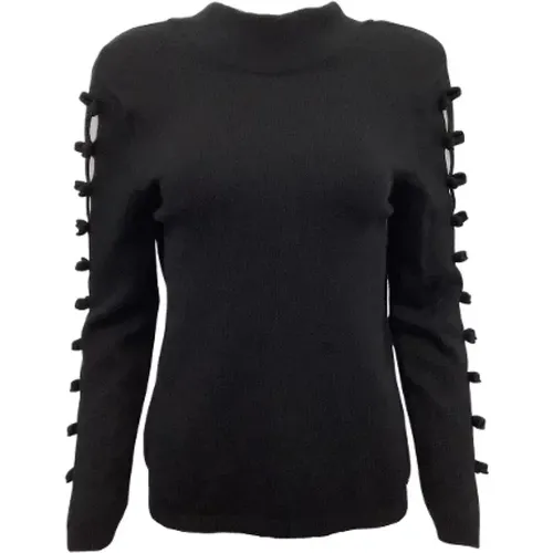 Pre-owned Cashmere Sweater with Tie Sleeves and V-Back , female, Sizes: M - Chanel Vintage - Modalova