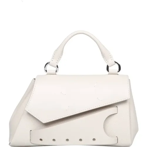 Grained Leather Handbag, Ivory , female, Sizes: ONE SIZE - Maison Margiela - Modalova