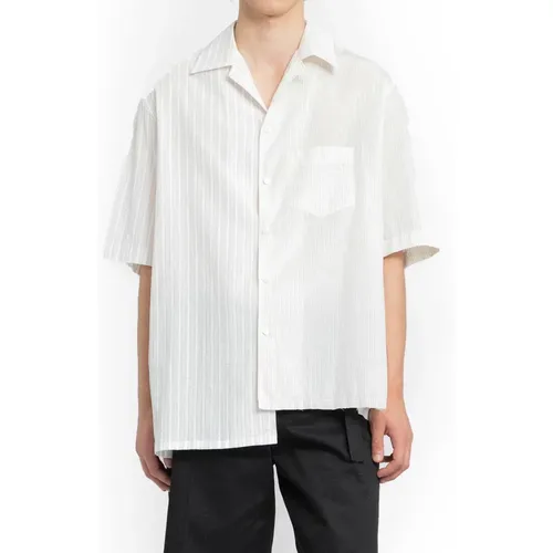 Weißes asymmetrisches Kurzarmhemd , Herren, Größe: XL - Lanvin - Modalova