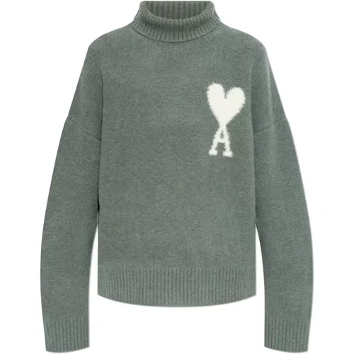 Rollkragenpullover mit Logo - Ami Paris - Modalova