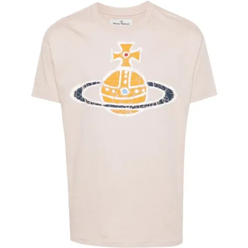 Cotton T-shirt with Signature Orb Print , male, Sizes: S - Vivienne Westwood - Modalova