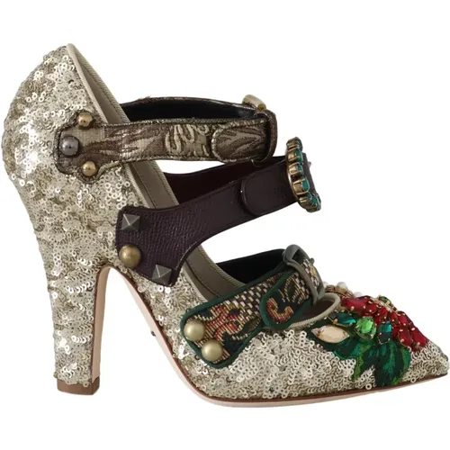 Sequined Crystal Studs Heels , female, Sizes: 3 UK - Dolce & Gabbana - Modalova