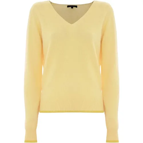 Angora Wolle V-Ausschnitt Pullover , Damen, Größe: M - Kocca - Modalova