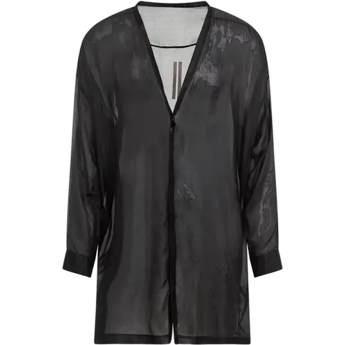 Silk V-Neck Shirt , male, Sizes: M - Rick Owens - Modalova