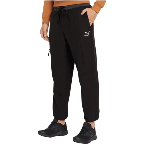 Gerade Fleece Joggers , Herren, Größe: S - Puma - Modalova