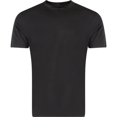 Schwarzes Baumwollmischung T-Shirt Ss23 , Herren, Größe: 2XL - Tom Ford - Modalova