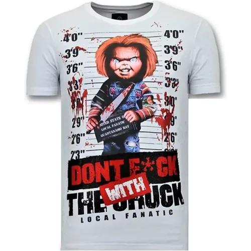 Herren T-Shirt mit Druck - Wütender Blutiger Chucky - Local Fanatic - Modalova
