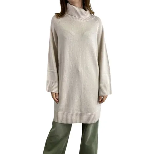 High Neck Beige Knit Dress , female, Sizes: M, S - Armani Exchange - Modalova