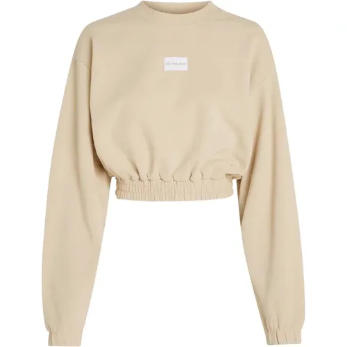 Beiger Crew Neck Sweatshirt - Calvin Klein Jeans - Modalova