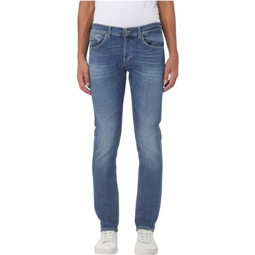 Gewaschene Denim George Hose , Herren, Größe: W34 - Dondup - Modalova