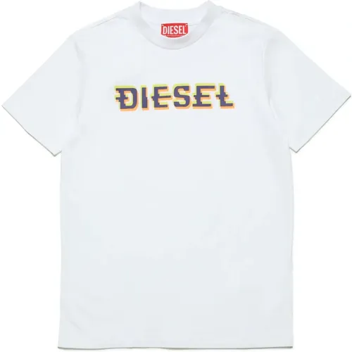 Rundhals T-Shirt mit farbenfrohem Logo - Diesel - Modalova