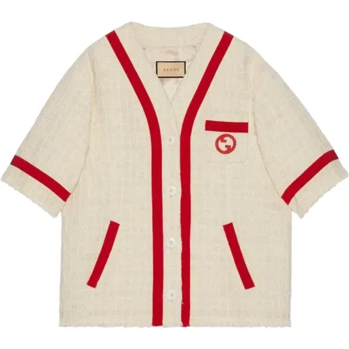 Embroidered Short-Sleeve Cruise Jacket , female, Sizes: 2XS, S - Gucci - Modalova