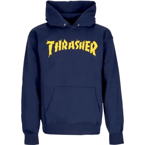 Navy Hoodie with Kangaroo Pocket , unisex, Sizes: M, XL, L, S - Thrasher - Modalova