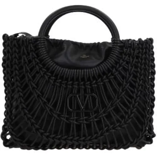 Woven Leather VLogo Shopping Bag , female, Sizes: ONE SIZE - Valentino Garavani - Modalova