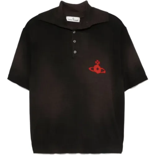 Braunes Poloshirt Klassischer Stil , Herren, Größe: XL - Vivienne Westwood - Modalova