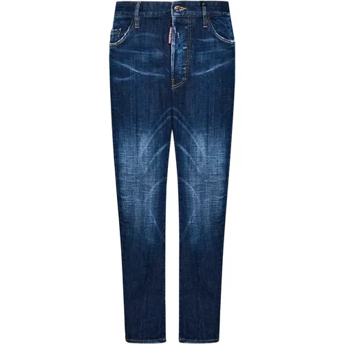 Blaue Jeans mit Ahornblatt-Stickerei , Herren, Größe: L - Dsquared2 - Modalova