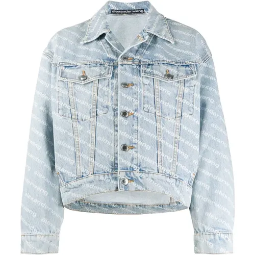 Denim-Jacke mit Logo-Print , Damen, Größe: XS - alexander wang - Modalova