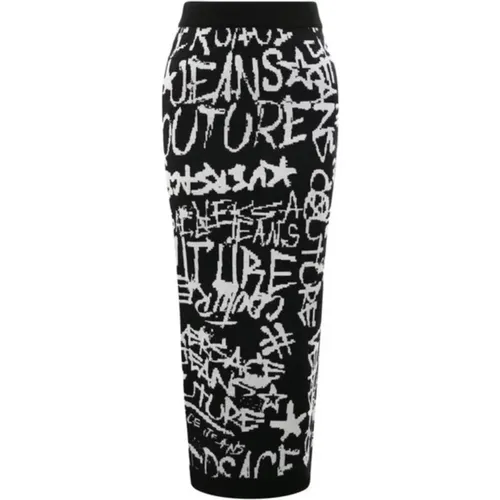 Langer Rock mit Graffiti-Print , Damen, Größe: M - Versace - Modalova