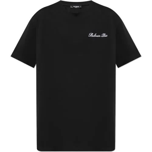 T-shirt with logo , male, Sizes: L, M, S - Balmain - Modalova