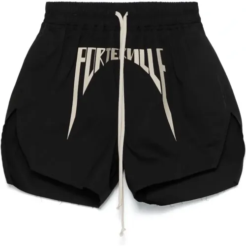 Schwarze Canvas Elastische Kordelzug Shorts - Rick Owens - Modalova