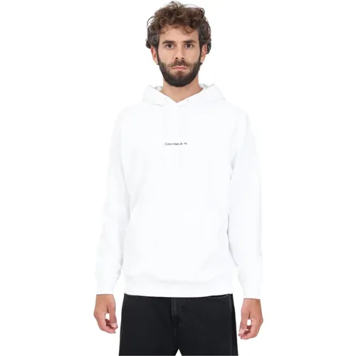 Weiße Kapuzenpullover mit grafischem Logo-Print - Calvin Klein Jeans - Modalova