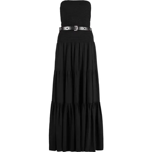 Ruffled Georgette Dress with Waist Belt , female, Sizes: 2XS, S - Michael Kors - Modalova