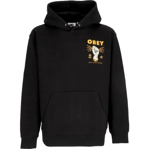 Leichter Kapuzenpullover New Clear Power Hoodie Fleece Schwarz , Herren, Größe: L - Obey - Modalova