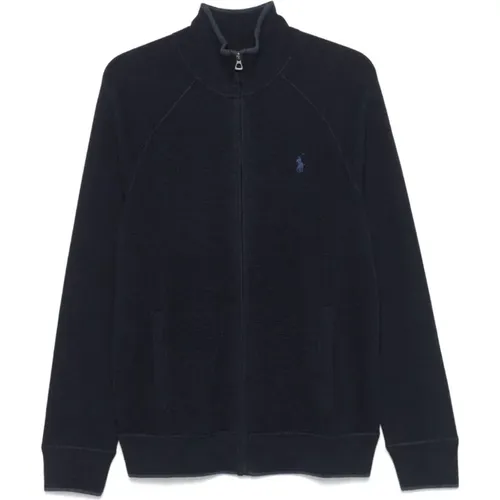 Blauer Baumwoll-Cardigan Mit Reißverschluss , Herren, Größe: M - Polo Ralph Lauren - Modalova