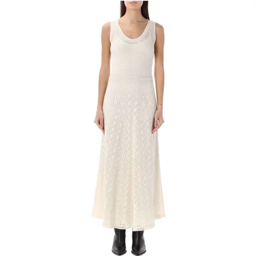 Crochet Long Dress Ecru , female, Sizes: M - Golden Goose - Modalova
