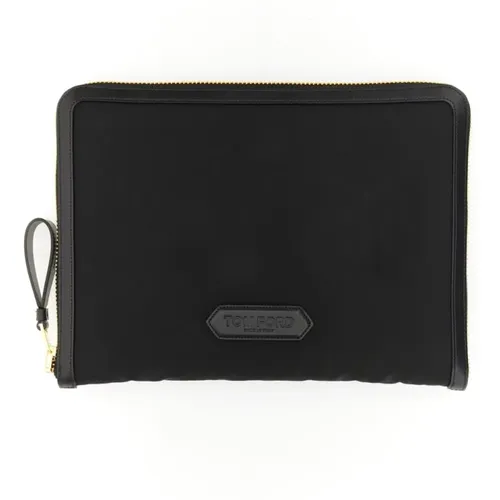 Nylon Clutch-Tasche Clutch mit Reißverschluss und Laptop-Kompatibilität - Tom Ford - Modalova