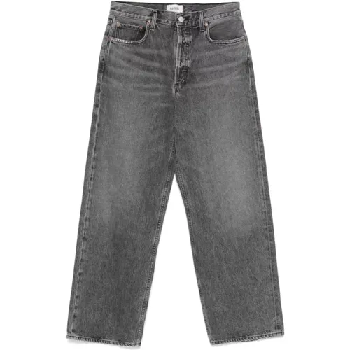 Dunkelgraue Gerades Jeans mit Niedriger Taille , Damen, Größe: W27 - Agolde - Modalova