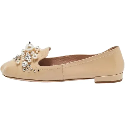 Pre-owned Leather flats , female, Sizes: 4 1/2 UK - Miu Miu Pre-owned - Modalova