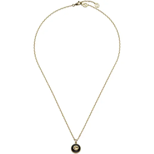 Verschlungenes Halskette in Gelbgold, Onyx und Diamant - Gucci - Modalova
