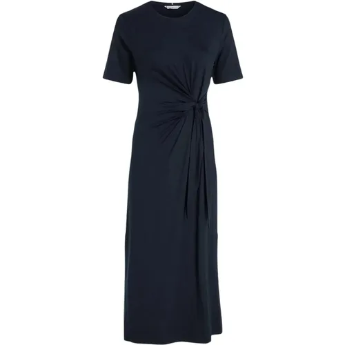 Midi Dress with Knot Detail , female, Sizes: L, XL - Tommy Hilfiger - Modalova