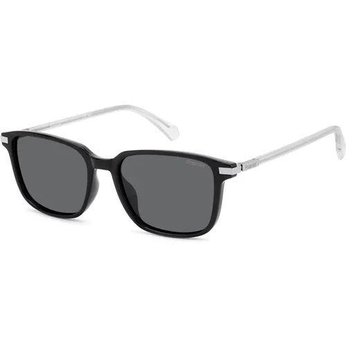 Schwarze/Graue Sonnenbrille , Herren, Größe: 54 MM - Polaroid - Modalova