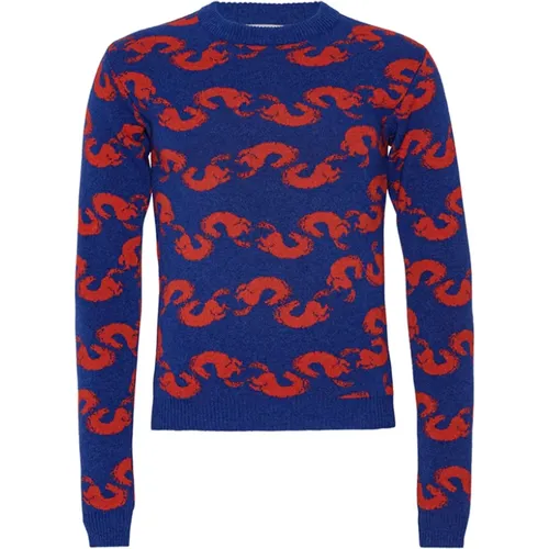 Blau Rotes Pferd Strickpullover , Herren, Größe: S - Henrik Vibskov - Modalova