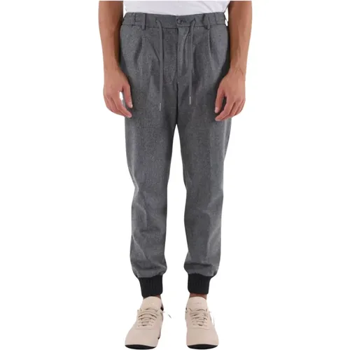 Wool Jogger Pants with Hidden Zipper , male, Sizes: 2XL - Tagliatore - Modalova
