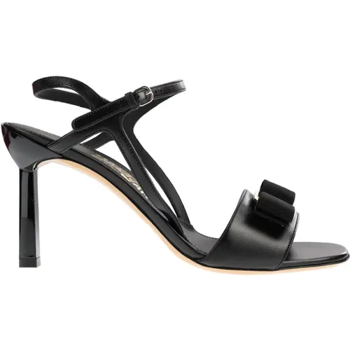 Schwarze Sandale für Alle Temperaturen - 100% Leder , Damen, Größe: 38 EU - Salvatore Ferragamo - Modalova