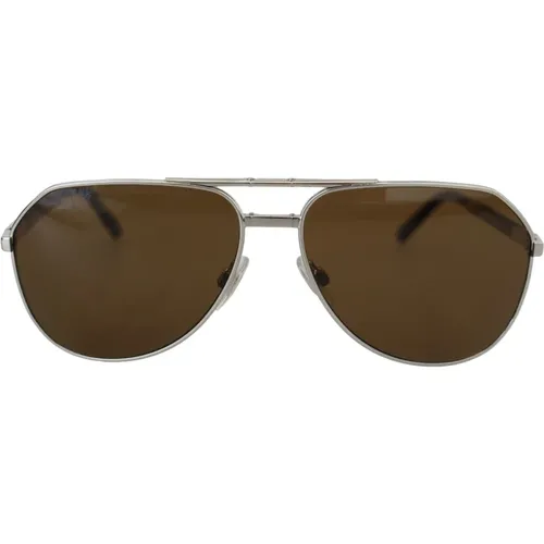 Weißgoldbeschichtete Aviator Sonnenbrille - Dolce & Gabbana - Modalova