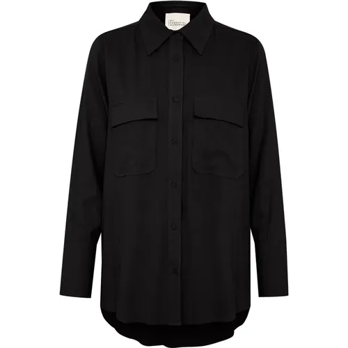 Linen Blend Shirt with Pockets , female, Sizes: 2XL - My Essential Wardrobe - Modalova