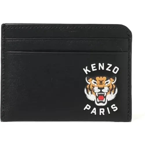 Leather Card Holder Lucky Tiger , male, Sizes: ONE SIZE - Kenzo - Modalova