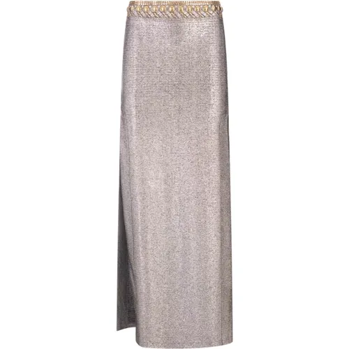 Metallic Silver Long Skirt with Slits , female, Sizes: S - Paco Rabanne - Modalova