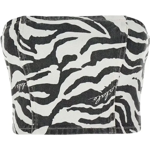 Zebra Pattern Bandeau Top Black , female, Sizes: M, S, XS - Rotate Birger Christensen - Modalova